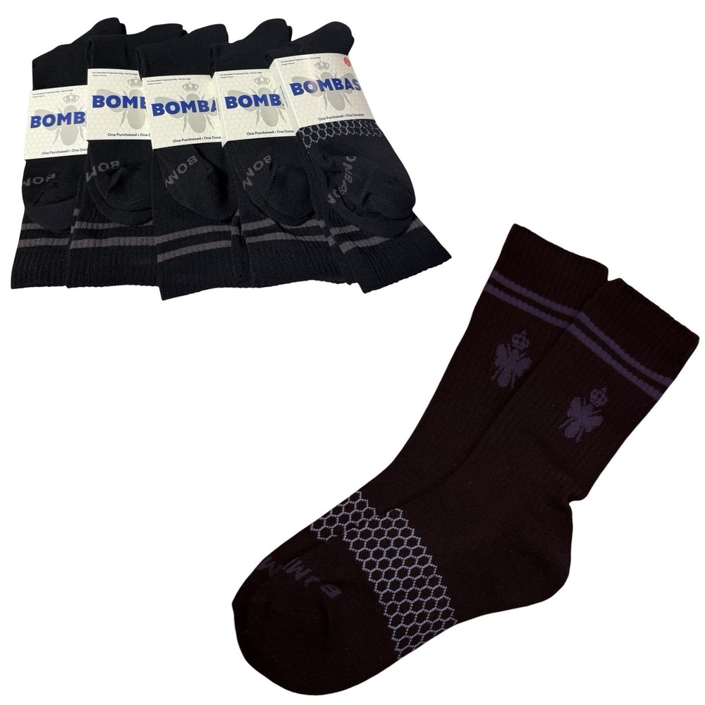 Bombas Socks - Black - Size Large - New - 5 Pair Set